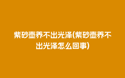 紫砂壶养不出光泽(紫砂壶养不出光泽怎么回事)
