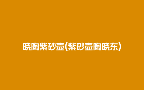 晓陶紫砂壶(紫砂壶陶晓东)