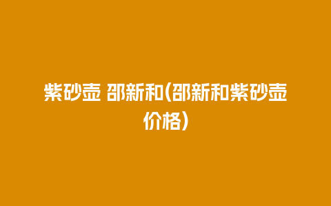 紫砂壶 邵新和(邵新和紫砂壶价格)