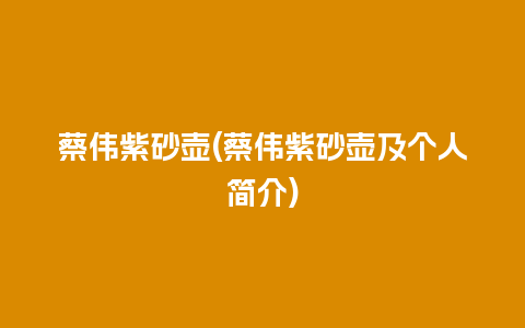 蔡伟紫砂壶(蔡伟紫砂壶及个人简介)