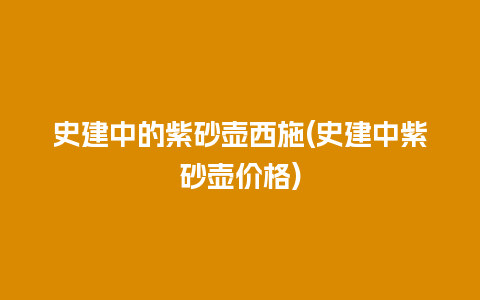 史建中的紫砂壶西施(史建中紫砂壶价格)