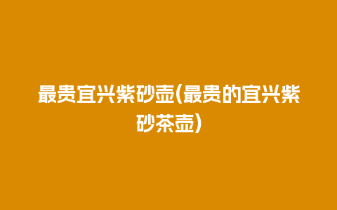 最贵宜兴紫砂壶(最贵的宜兴紫砂茶壶)