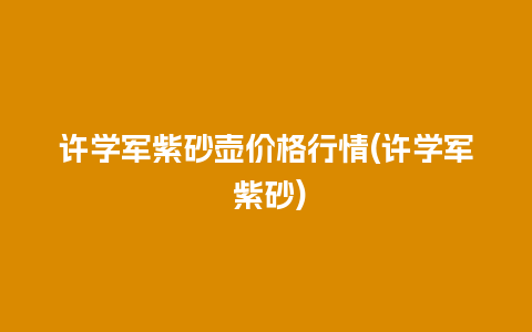 许学军紫砂壶价格行情(许学军 紫砂)