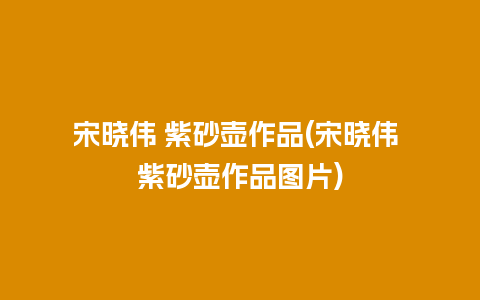 宋晓伟 紫砂壶作品(宋晓伟 紫砂壶作品图片)