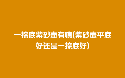 一捺底紫砂壶有痕(紫砂壶平底好还是一捺底好)
