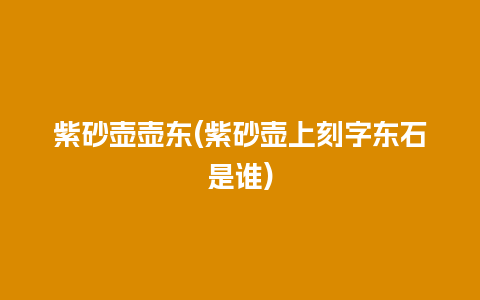 紫砂壶壶东(紫砂壶上刻字东石是谁)