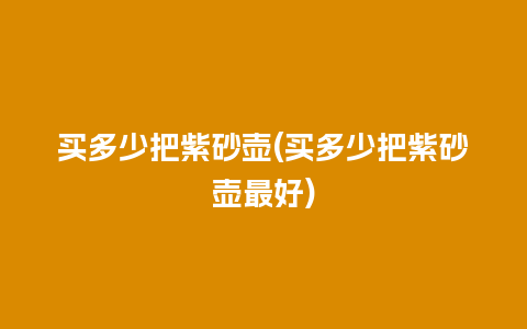 买多少把紫砂壶(买多少把紫砂壶最好)