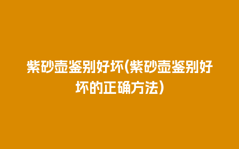 紫砂壶鉴别好坏(紫砂壶鉴别好坏的正确方法)