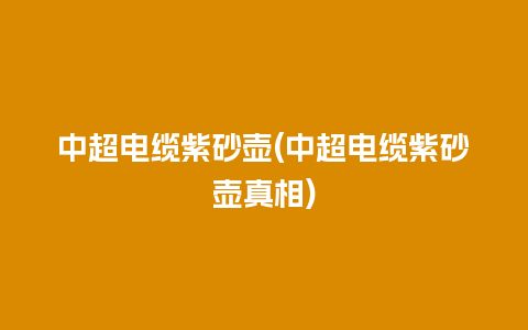 中超电缆紫砂壶(中超电缆紫砂壶真相)