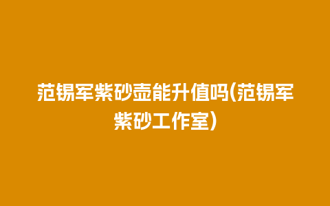 范锡军紫砂壶能升值吗(范锡军紫砂工作室)