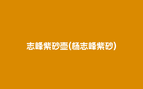志峰紫砂壶(杨志峰紫砂)