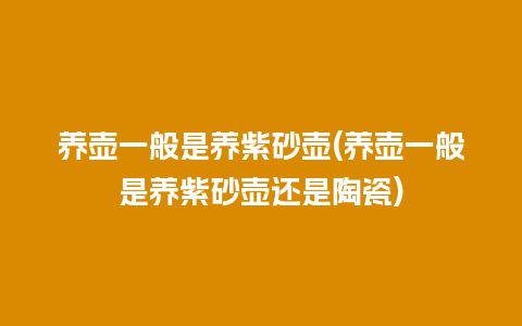 养壶一般是养紫砂壶(养壶一般是养紫砂壶还是陶瓷)