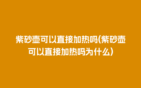 紫砂壶可以直接加热吗(紫砂壶可以直接加热吗为什么)