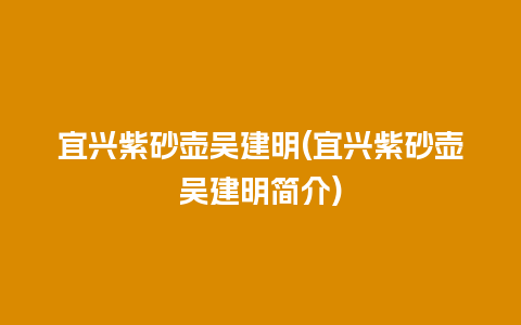 宜兴紫砂壶吴建明(宜兴紫砂壶吴建明简介)