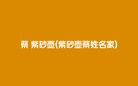蔡 紫砂壶(紫砂壶蔡姓名家)