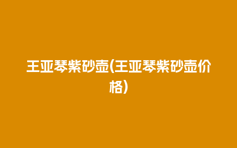 王亚琴紫砂壶(王亚琴紫砂壶价格)