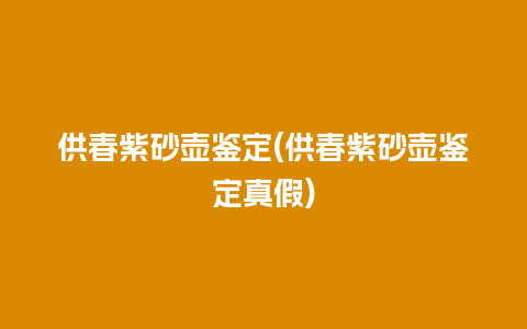 供春紫砂壶鉴定(供春紫砂壶鉴定真假)