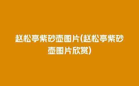 赵松亭紫砂壶图片(赵松亭紫砂壶图片欣赏)