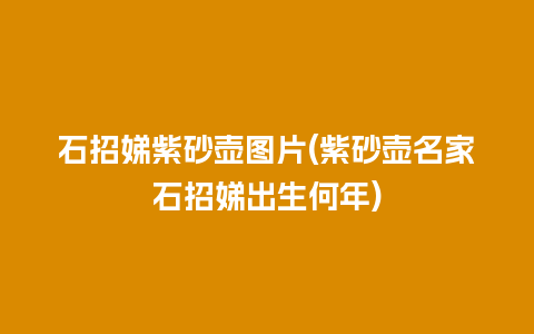 石招娣紫砂壶图片(紫砂壶名家石招娣出生何年)